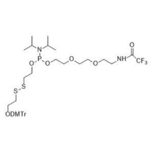 2-((2-(bis(4-methoxyphenyl)(phenyl)methoxy)ethyl)disulfanyl)ethyl (2-(2-(2-(2,2,2-trifluoroacetamido)ethoxy)ethoxy)ethyl) diisopropylphosphoramidite